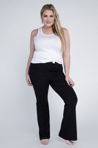 Plus Everyday Elastic Waist Flare Bottoms