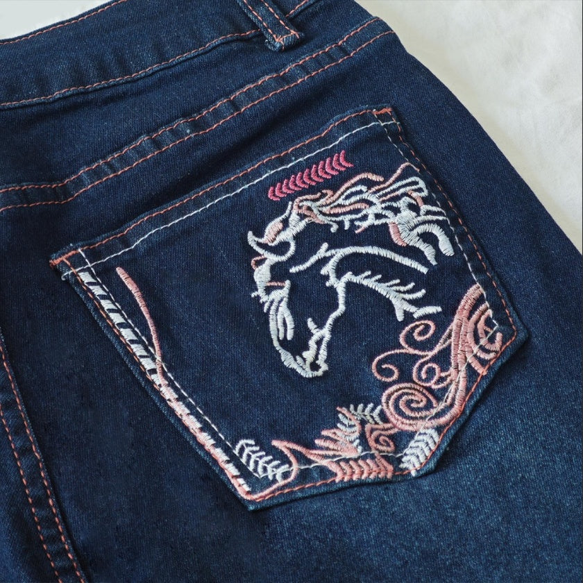 Rodeo Dreams Jeans - Western Bootcut Horse Embroidery Denim