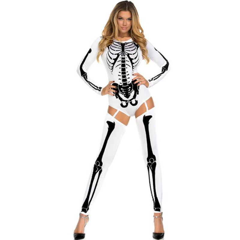 Skull Zombie Costume - Halloween Cosplay Skeleton Uniform