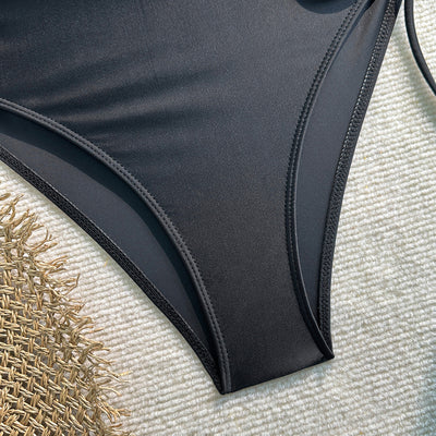 Fashions Envy Plunging Halter Swimsuit - Ruched High-Leg One-Piece