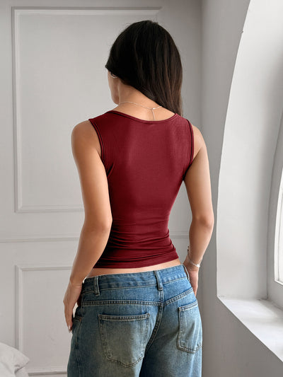 Summer Button-Up Tank Top - Casual Slim Fit