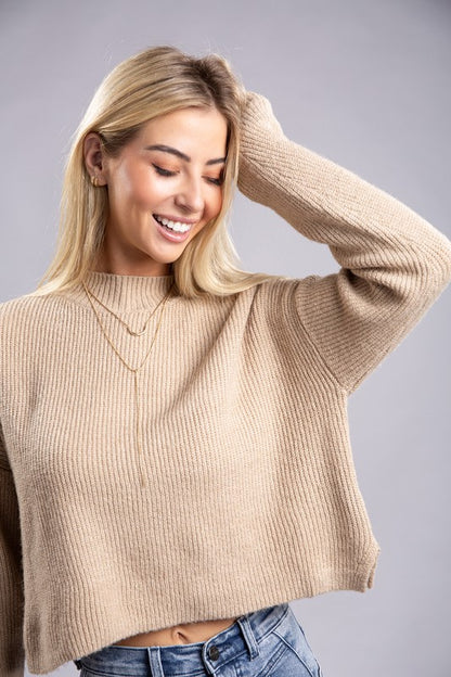 Mock Neck Long Sleeve Pullover Sweater