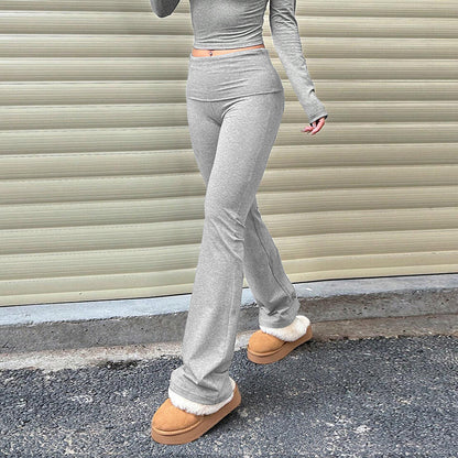 High Waist Skinny Pants - Casual Elastic Waistband