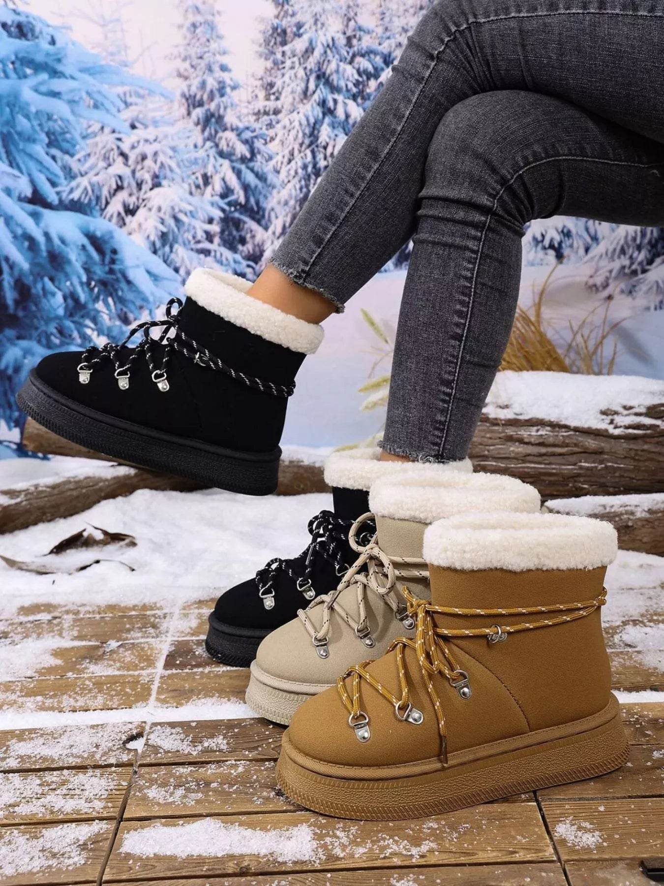 Round Toe Platform Boots - Fashions Envy