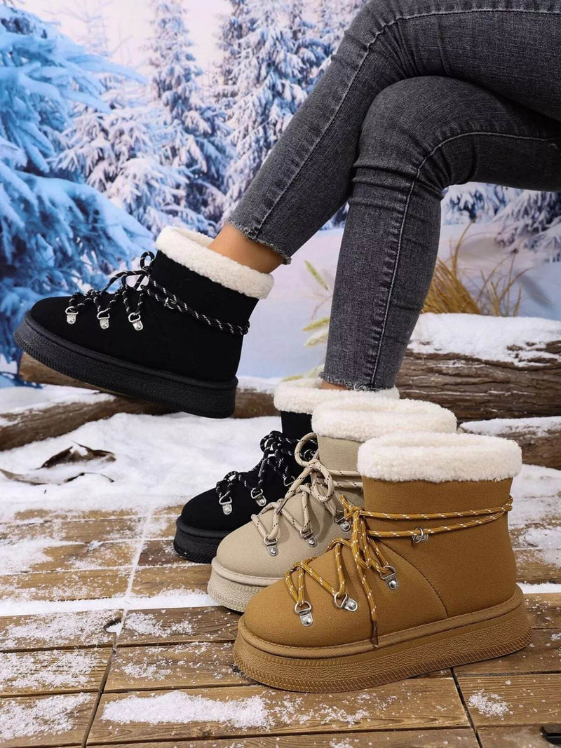 Round Toe Platform Boots - Fashions Envy