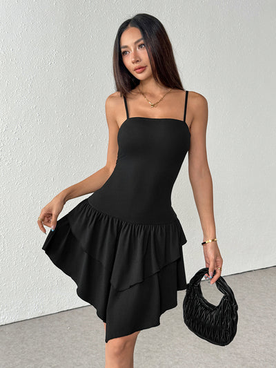 Summer Camisole Backless Mini Dress - Sleeveless Square Neck
