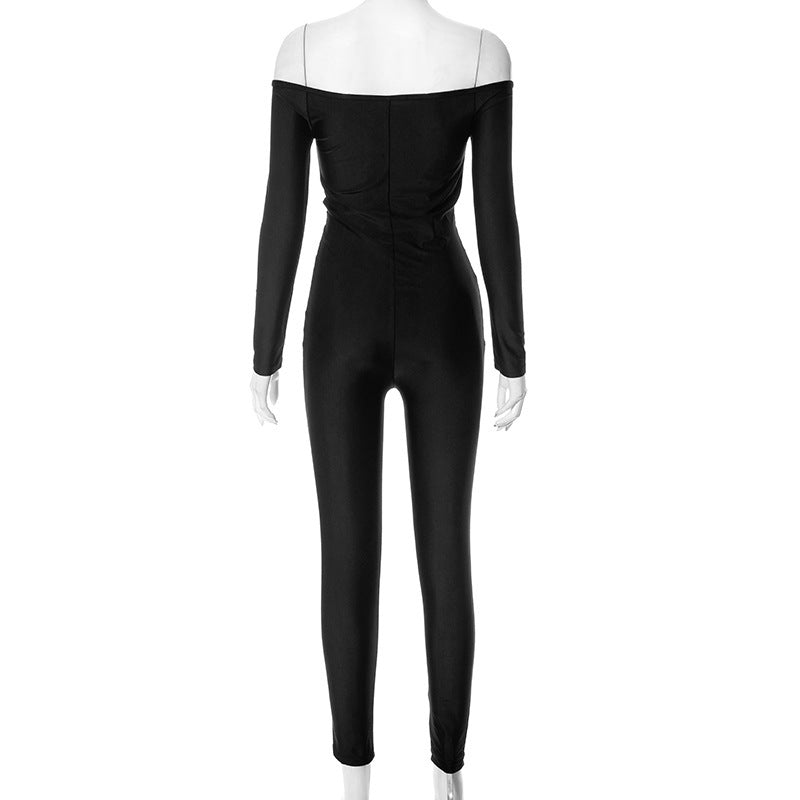 Women's Off-Shoulder Hollow Jumpsuit - Slim Fit Design - Fashions Envy