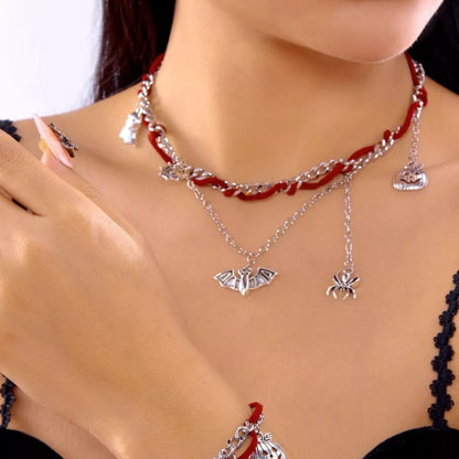 Halloween Double Layer Necklace - Gothic Pendant Jewelry - Fashions Envy