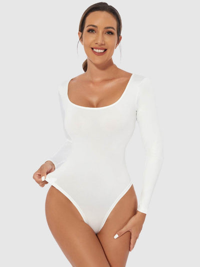 Full Size Scoop Neck Long Sleeve Bodysuit - Fashions Envy