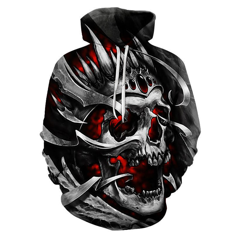 Scary Skull Print Hoodie - Halloween Sweatshirt