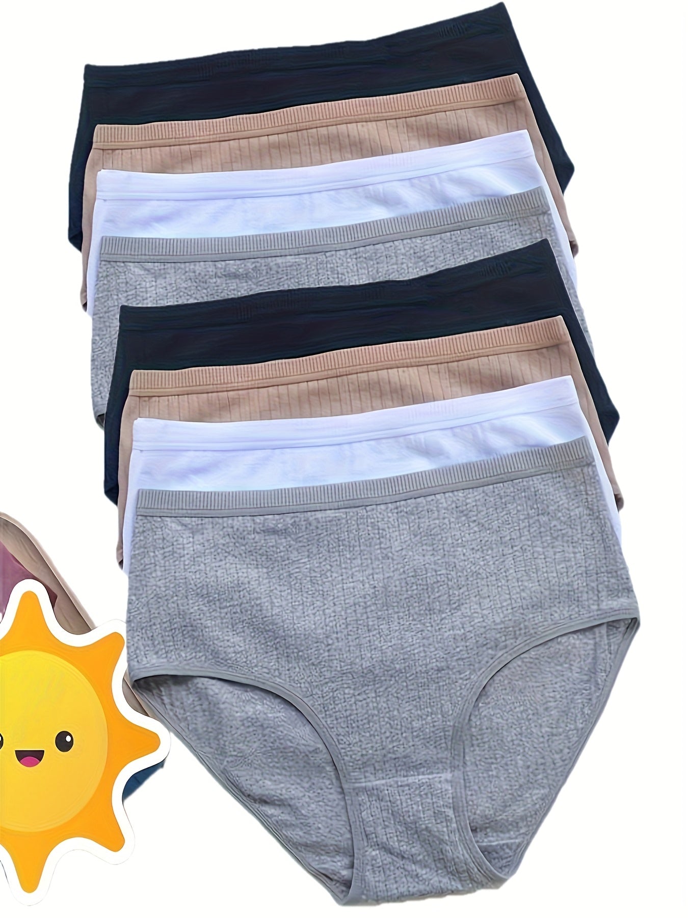Breathable & Tummy Control High Waist Stretch Briefs - 8pcs
