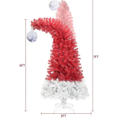 Santa Hat Christmas Tree - 6 FT Pre-Lit Artificial Fir