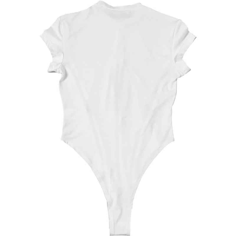Zipper Sexy Cut-Out Bodysuit -  Bodycon Short Sleeve