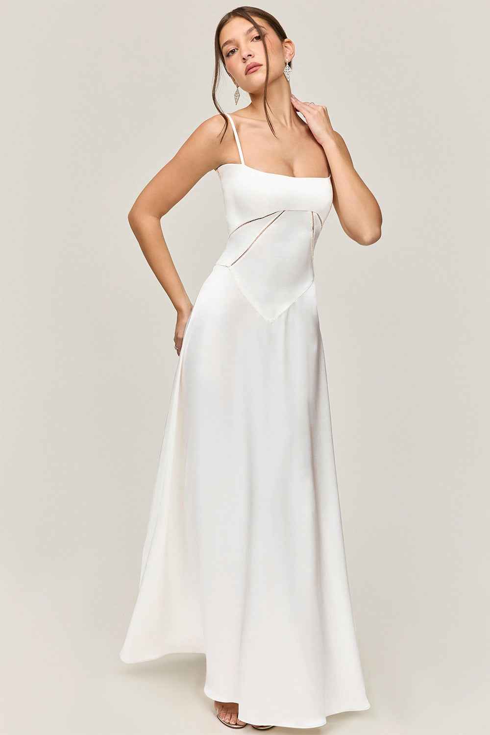 Corset Back Maxi Dress - Spaghetti Strap Slim Fit Camisole Gown