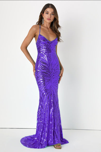 Sequin Mermaid Maxi Dress - Strapless Party Gown