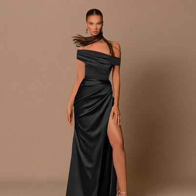 Sexy Off Shoulder Split Evening Maxi Dress - Fashions Envy