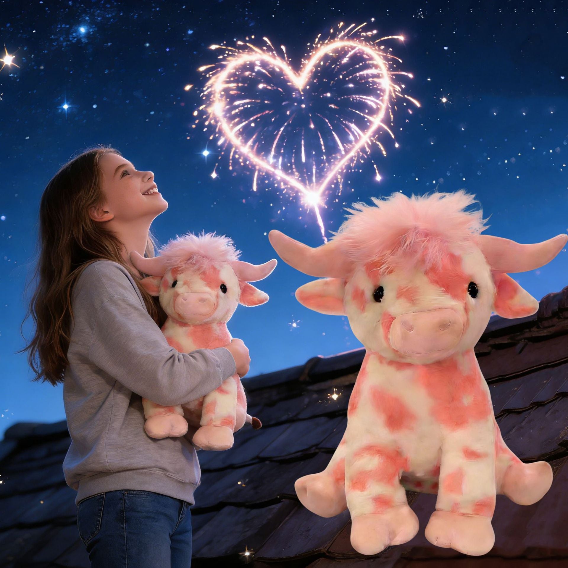 Pink Cow Plush Valentine's Day Plush Toy - Fashions Envy