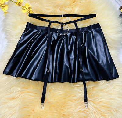 Lingerie Skirt Set - Lace Bra with Fishnet Stockings - Fashions Envy