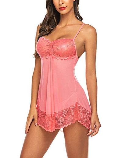 Lace Camisole Lingerie - Chiffon Sleepwear Set - Fashions Envy