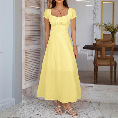 Women's Bohemian Backless Flowy Ruffled Maxi Dress with Adjustable Belt - Summer Vacation