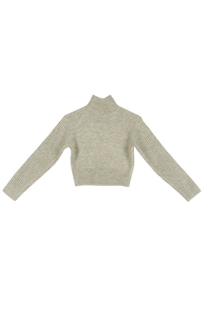 Crop Mock Neck Long Sleeve Sweater