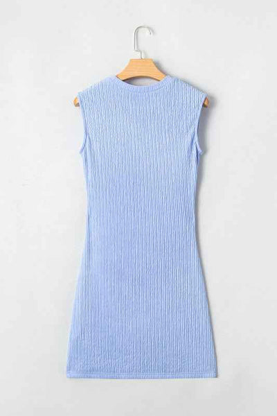 Ruched Side Bodycon Mini Dress - Textured Tank Style