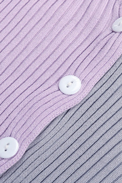 Perfee Contrast Button Up Long Sleeve Cardigan