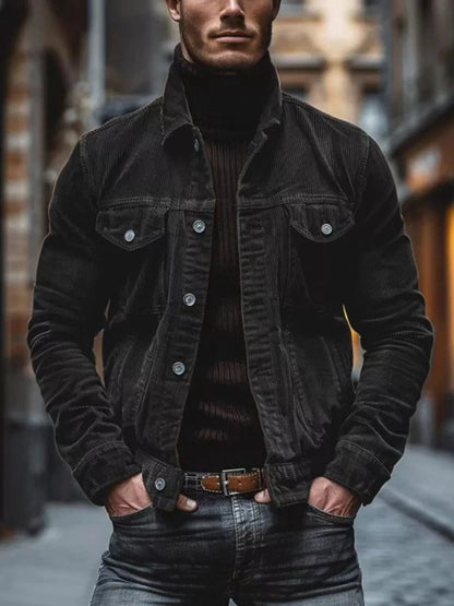 Corduroy Button-Down Jacket Men - Classic Fit Outerwear - Fashions Envy