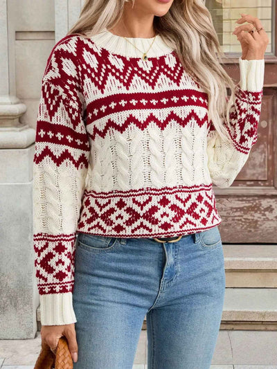Fair Isle Christmas Sweater - Cable Knit Holiday Style - Fashions Envy