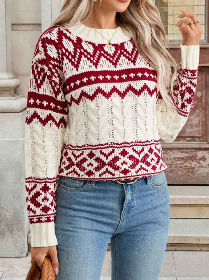 Fair Isle Christmas Sweater - Cable Knit Holiday Style - Fashions Envy
