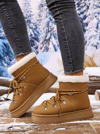 Round Toe Platform Boots - Fashions Envy
