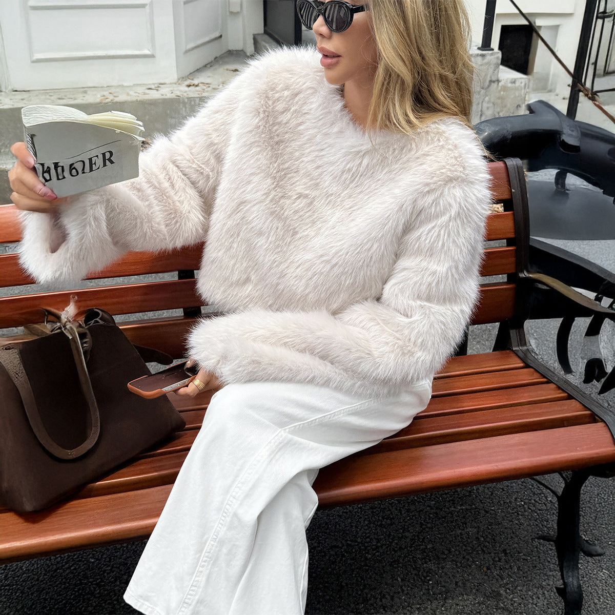 Fuzzy Faux Fur Jacket - Cropped Plush Coat