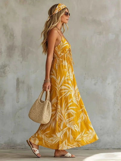 Full Size Printed Spaghetti Strap Maxi Dress Plus Size