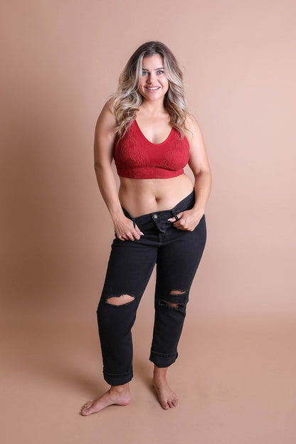 Plus Size Seamless Padded Textured Brami