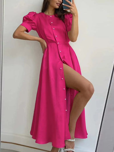 Button Down Short Sleeve Dress - Fashions Envy