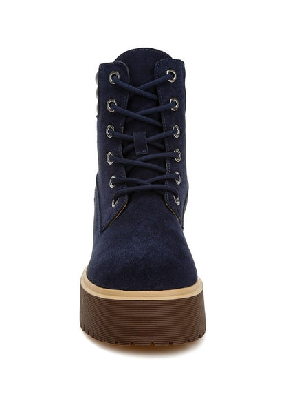 Quilted Collar Parula High Ankle Suede Boots