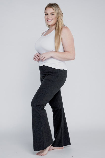 Plus Everyday Elastic Waist Flare Bottoms