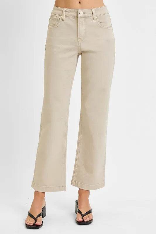 RISEN Full Size Tummy Control Mid Rise Ankle Straight Jeans Plus Size - Fashions Envy
