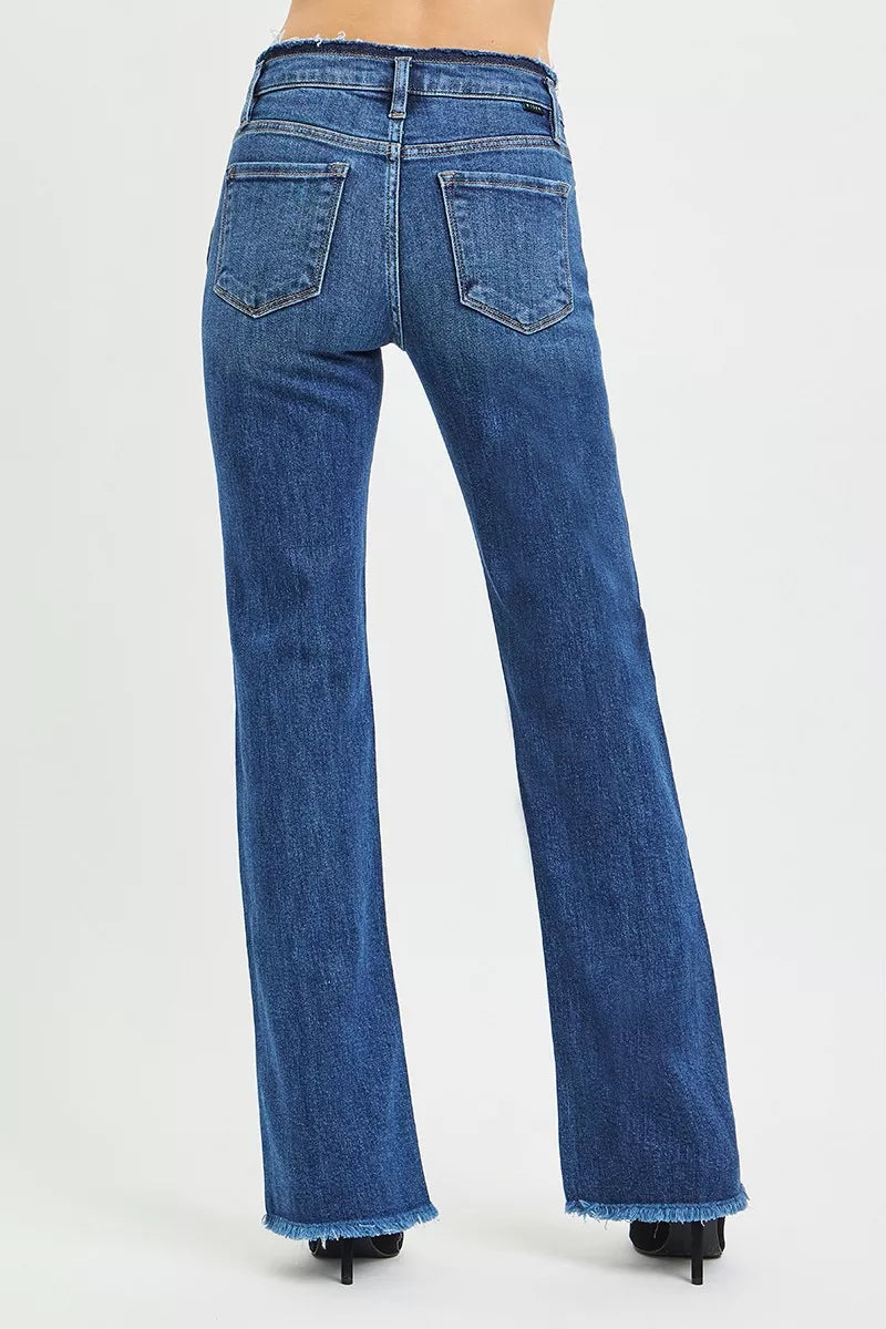 RISEN Bootcut Jeans - Mid Rise Frayed Waistband Plus Size - Fashions Envy