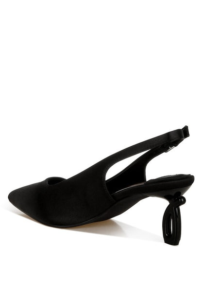 Vinca Satin Pointed Toe Slingbacks