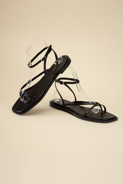 Squared Off Open Toe Flat Sandals