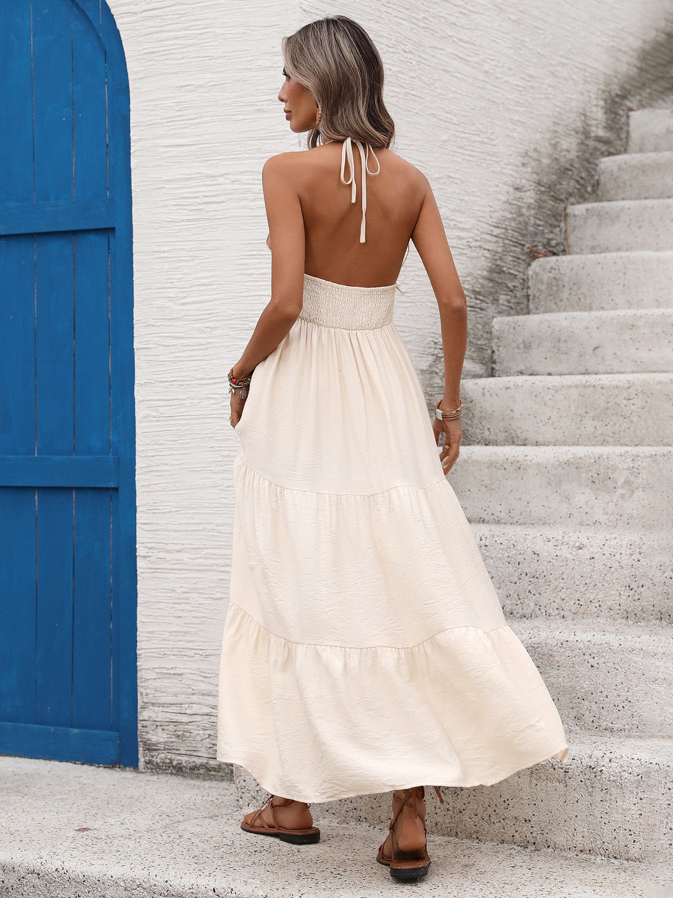 Deep V-neck Maxi Dress - Backless Summer Style