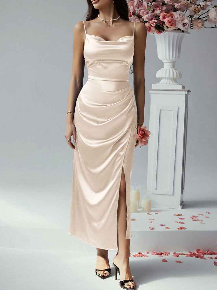 Halter Neck Maxi Dress - Sleeveless Evening Gown