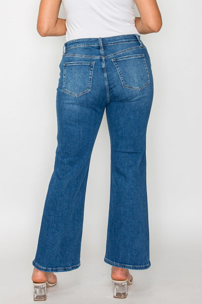 Medium Blue Full Size Cat's Whiskers Mid Rise Ankle Jeans