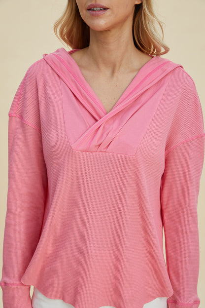 Double Take Full Size High-Low Dropped Shoulder Long Sleeve Hoodie - Fashions Envy