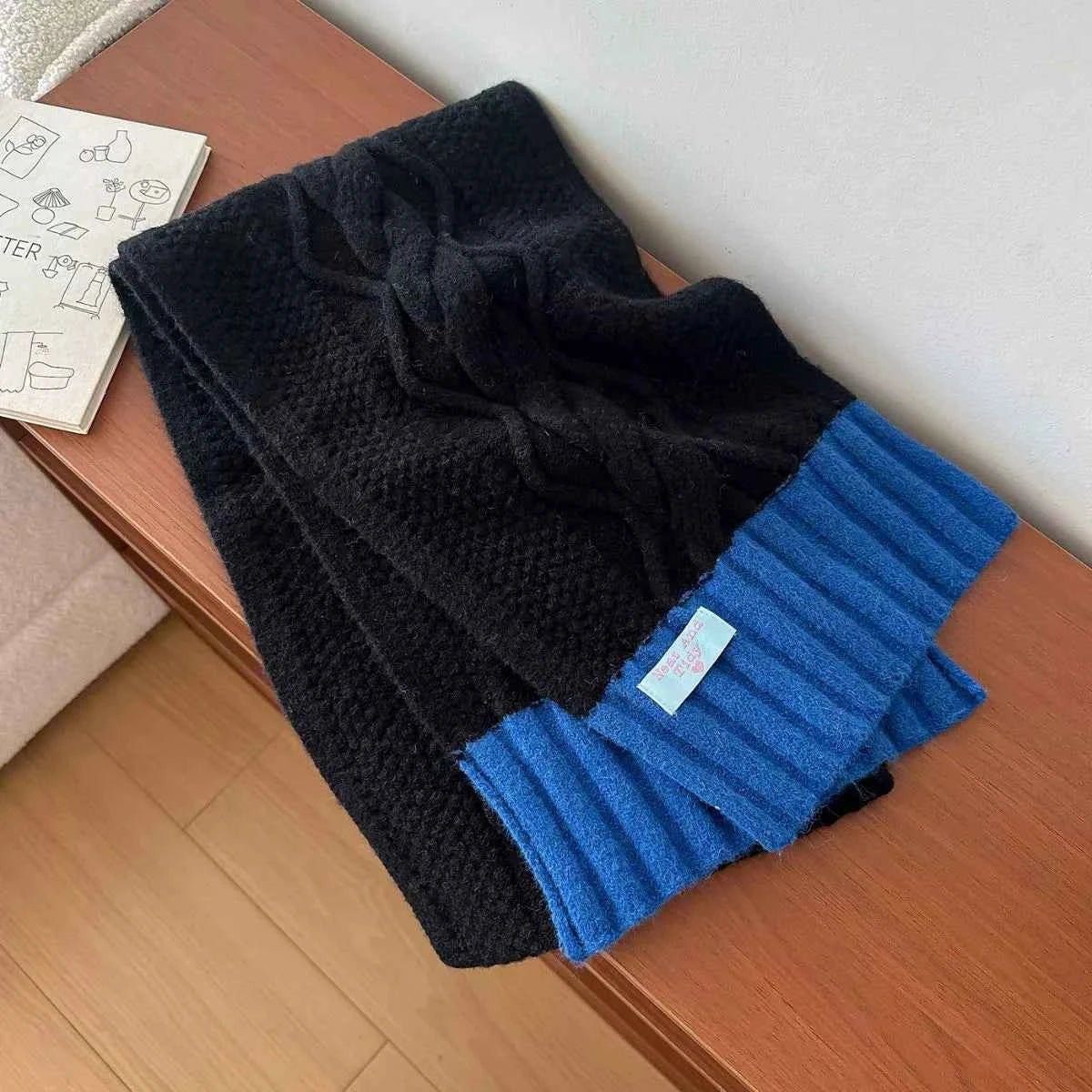 Two-Tone Cable Knitted Scarf