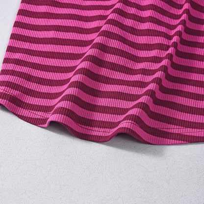 Striped Halter Neck Outfit - Crop Top Shorts Set