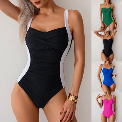 Contrast Halter Sides One-piece Swimsuit