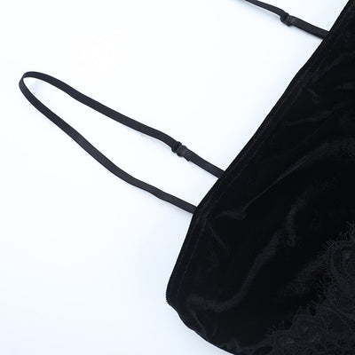 Velvet Evening Gown - Lace Halter with Long Gloves - Fashions Envy