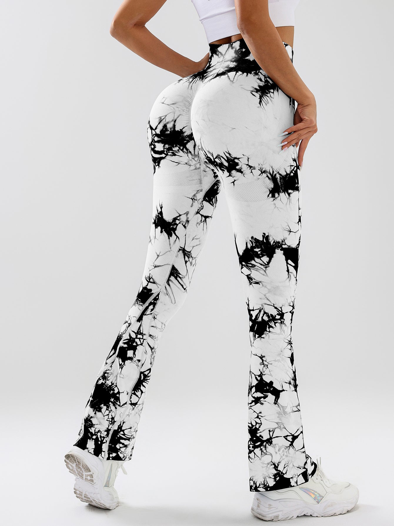 Tie-Dye Flare Yoga Pants - High Waist Tummy Control